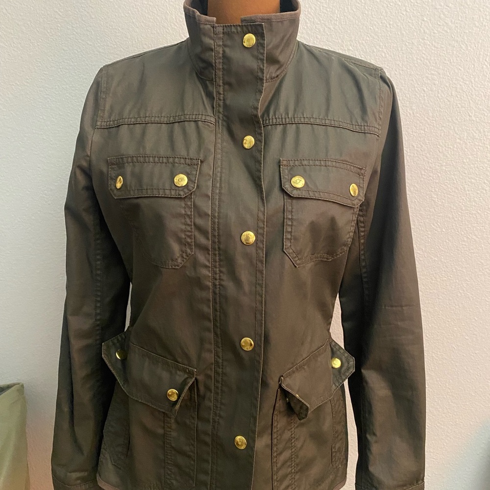 J. Crew Utility Jacket in Olive with Gold Accents